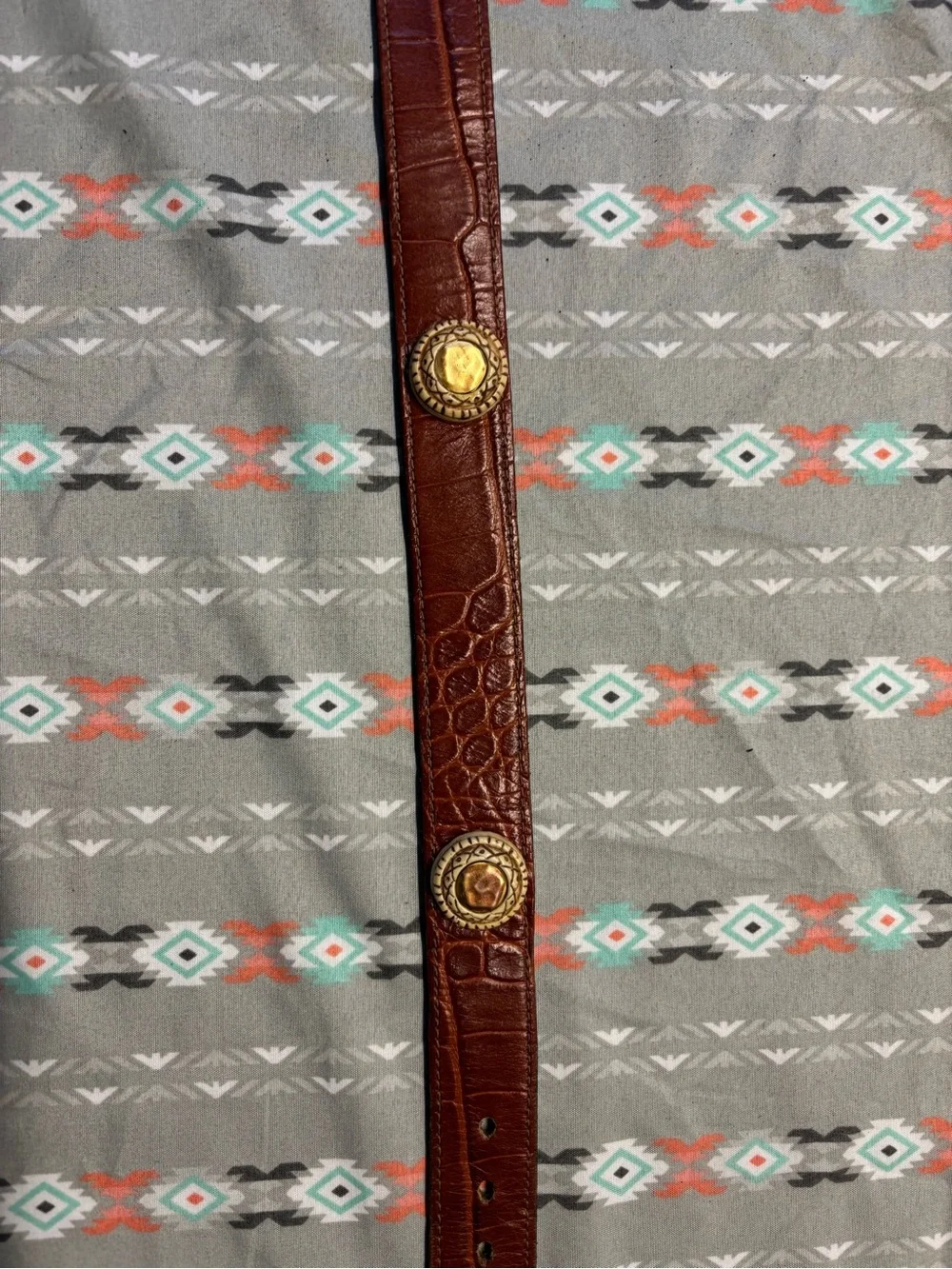🌀Vintage 80s Crocodile Brown Leather Belt - Picture 5 of 9